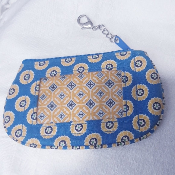 Vera Bradley Handbags - Vera Bradley Blue and Yellow Patterned ID  Case In Blue and Yellow Change Wallet